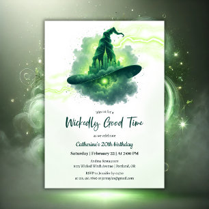 Green Witch Hat Magical Fantasy Birthday Invitation
