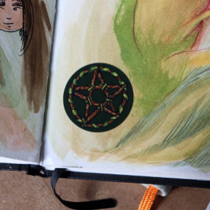 Green Witch Pagan Pentacle Nature Wicca Classic Round Sticker