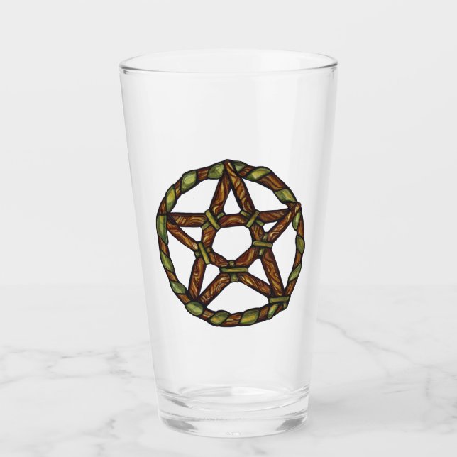 Green Witch Pagan Pentacle Nature Wicca            Glass (Front)