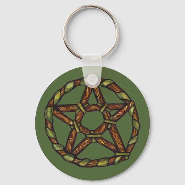Green Witch Pagan Pentacle Nature Wicca            Key Ring (Front)