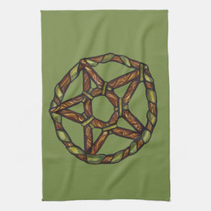 Green Witch Pagan Pentacle Nature Wicca            Tea Towel