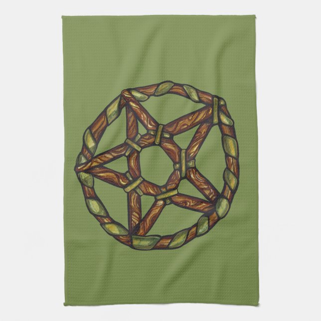 Green Witch Pagan Pentacle Nature Wicca            Tea Towel (Vertical)