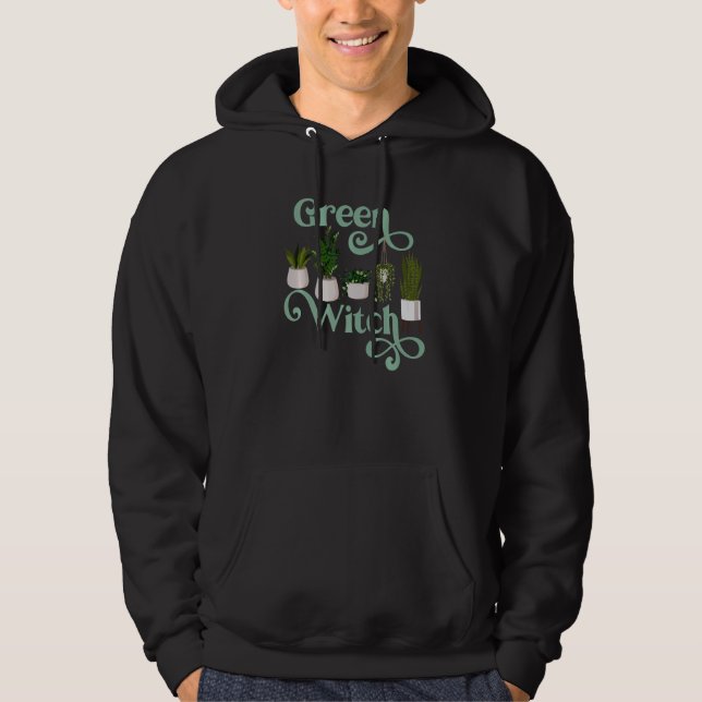 Green Witch Plant Mum Lady Indoor Outdoor Plants Hoodie (Front)