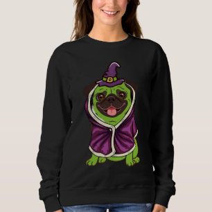 Green Witch Pug Cute Dog Halloween Costume Pug o w Sweatshirt