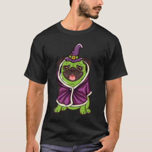 Green Witch Pug Cute Dog Halloween Costume Pug o w T-Shirt