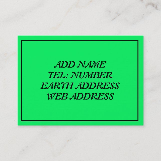 Green with Black Frame Business Card (Front)