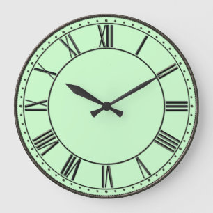 Green with Black Vintage Roman Numeral Large Clock