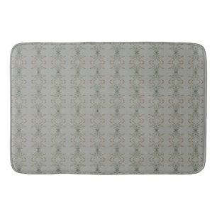Green With Floral Pattern Bath Mat