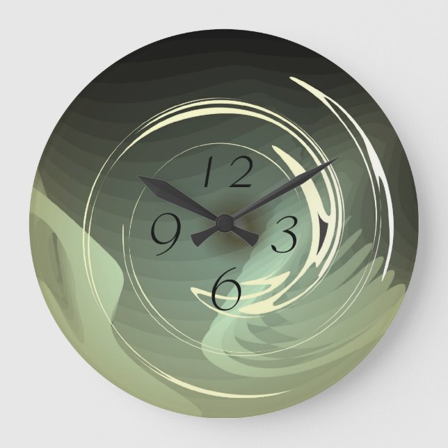 Green With Fractual swirls > Artistic Wallclocks (Front)