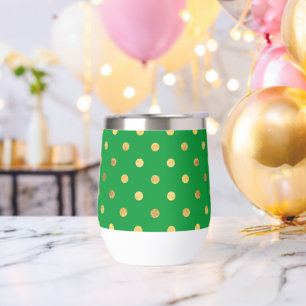 Green with Gold Glitter Dots 