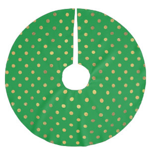Green with Gold Glitter Dots  Brushed Polyester Tree Skirt