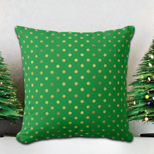 Green with Gold Glitter Dots Cushion