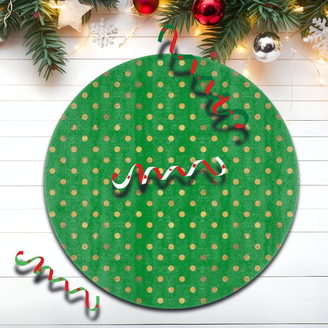 Green with Gold Glitter Dots  Cutting Board (Creator Uploaded)