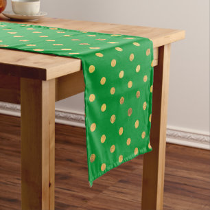 Green with Gold Glitter Dots Long Table Runner