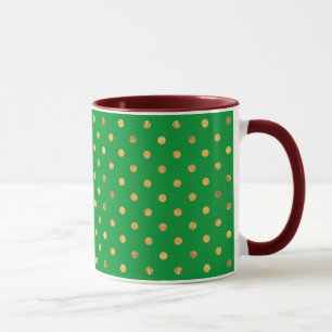 Green with Gold Glitter Dots  Mug