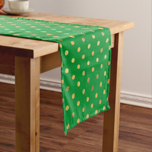 Green with Gold Glitter Dots  Short Table Runner