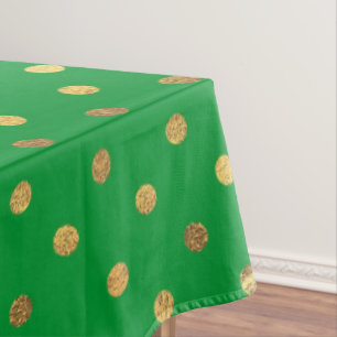 Green with Gold Glitter Dots Tablecloth