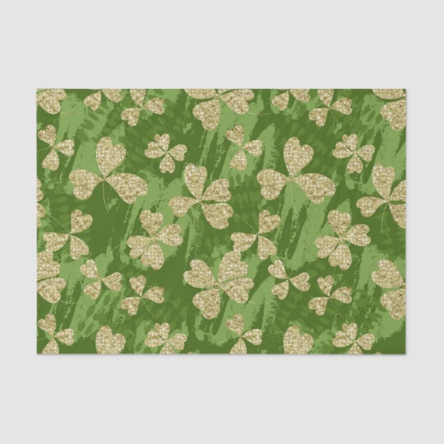GREEN WITH GOLD SHAMROCKS TISSUE PAPER (Front)