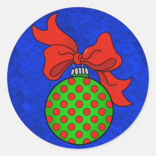 Green with Red Dots Ornament Blue Back Stickers