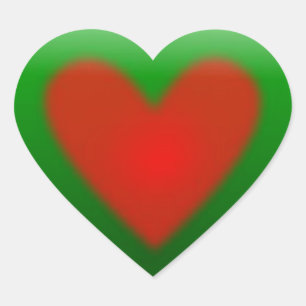 Green with Red Heart 3D Button Heart Sticker