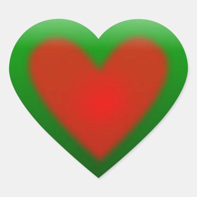 Green with Red Heart 3D Button Sticker (Front)