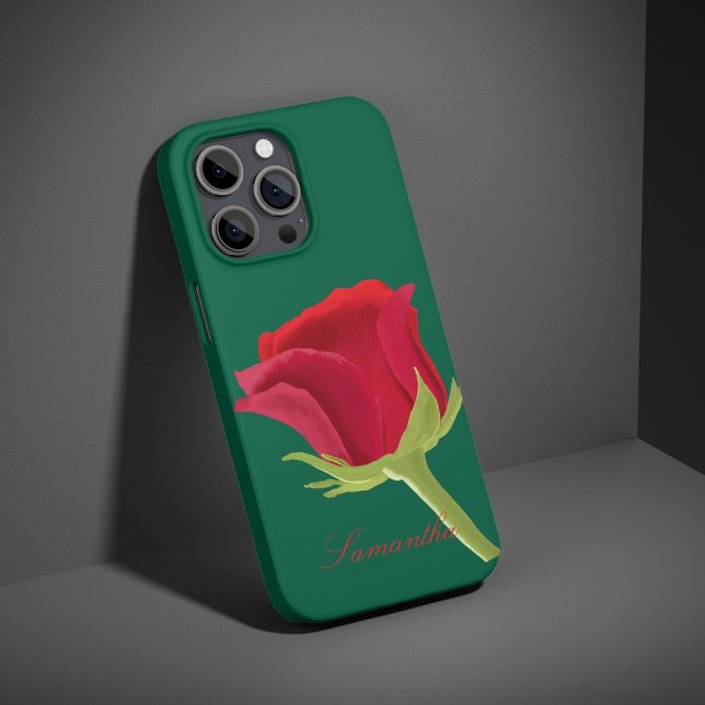 Green with red rose iPhone case (Creator Uploaded)