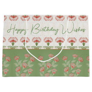 Green With Rusty Red Large Gift Bag