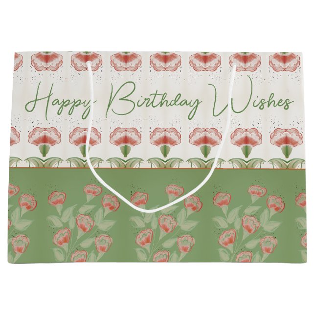 Green With Rusty Red Large Gift Bag (Front)