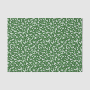 Green with Tiny White Flowers Tissue Paper