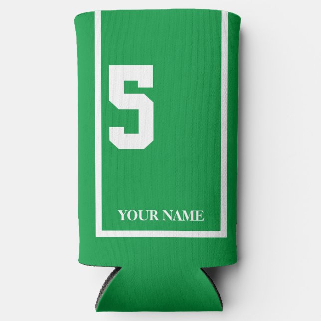 Green with White Horse 5 Saddle Cloth Custom Seltzer Can Cooler (Front)