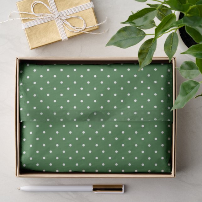 Green with White Polka Dots Tissue Paper (Gift)