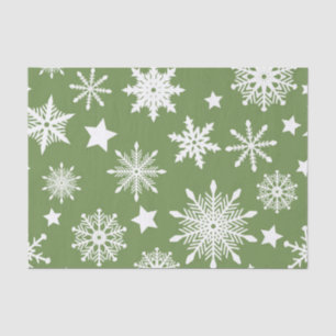 GREEN WITH WHITE WINTER SNOWFLAKES TISSUE PAPER