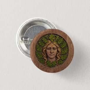Green Woman - Wood 3 Cm Round Badge