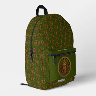 Green Woman - Wood  Printed Backpack