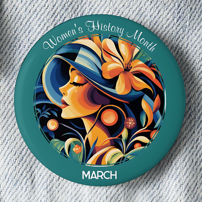 Green Women's History Month 6 Cm Round Badge (Creator Uploaded)