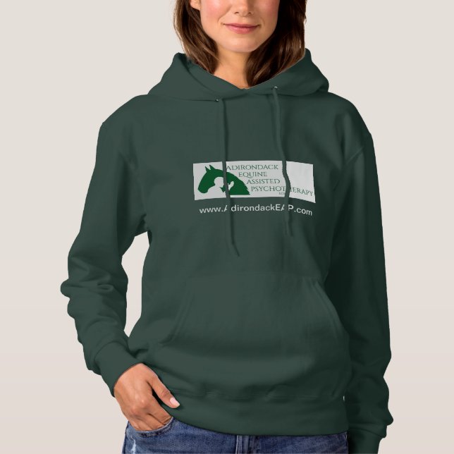 Green women's sweatshirt with Adk EAP logo (Front)