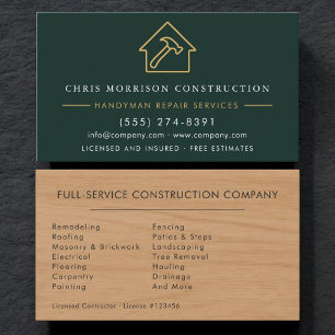 Green Wood Grain Handyman Business Card