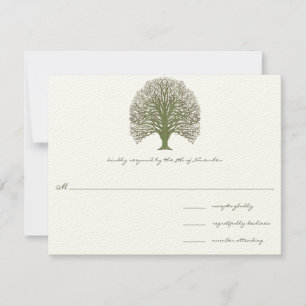 Green Wood Grain Tree Wedding RSVP Card