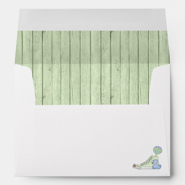 Green Wood Lined Baby Shower Envelope (Back (Bottom))