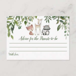 Green Woodland Baby Shower Advice for Parents Card
