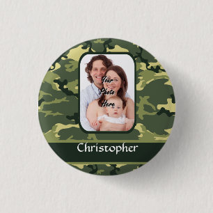 Green woodland camouflage 3 cm round badge