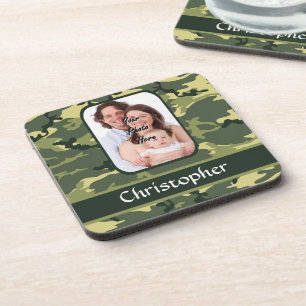 Green woodland camouflage coaster