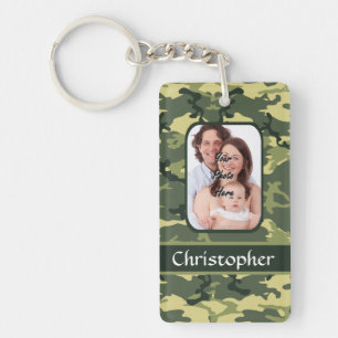 Green woodland camouflage key ring