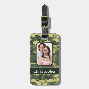 Green woodland camouflage luggage tag