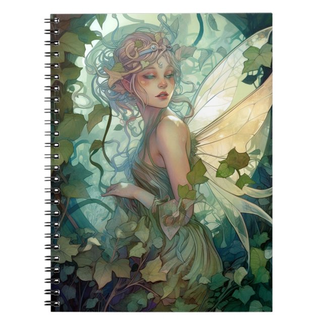 Green Woodland Fairy Fantasy Art Notebook (Front)