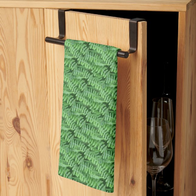 Green Woodland Ferns Nature Pattern      Tea Towel (Thirds Fold)