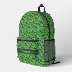 Green Woodland Ferns Nature Personalised    Printed Backpack