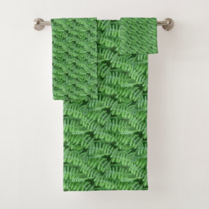 Green Woodland Ferns Pattern Nature     Bath Towel Set