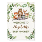 Green Woodland Forest Baby Animals Welcome Poster