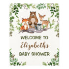 Green Woodland Forest Baby Animals Welcome Poster